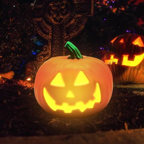 Youning Lanternes LED décoratives d'Halloween - Lanternes creuses - Citrouille - Photophore - Citrouille lumineuse - Pour décorer en plein air - Vintage - Décoration d'Halloween - Citrouille (E)