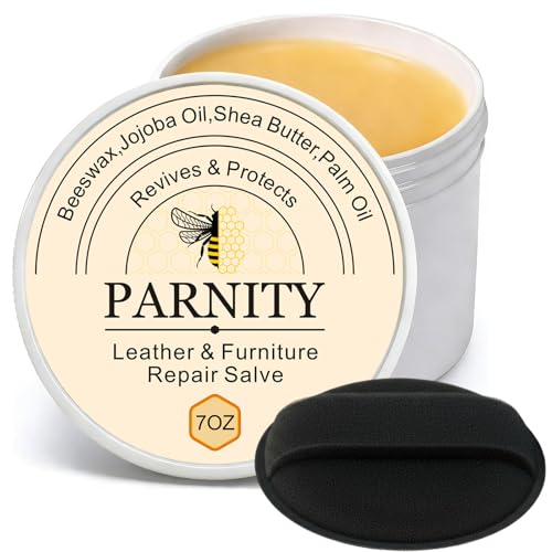 All-Natural Leather & Wood Furniture Repair Salve 7oz, Leather Conditioner & Polisher for Car Seats, Wood Flooring, Couches, Saddles, Boots & Bags