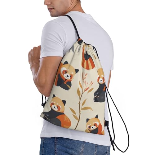 Cute Red Panda Drawstring Backpack Lightweight Sports Gym Bag With Adjustable Shoulder Straps For Fitness Yoga Travel Soccer Volleyball Medium3