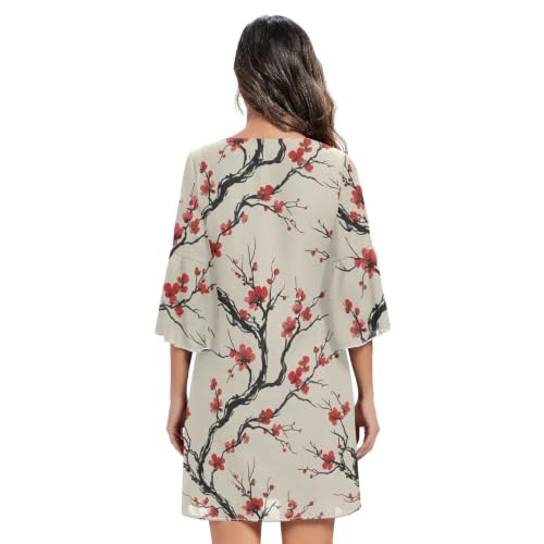 Robe hawaïenne courte col en V chic imprimé floral - 4