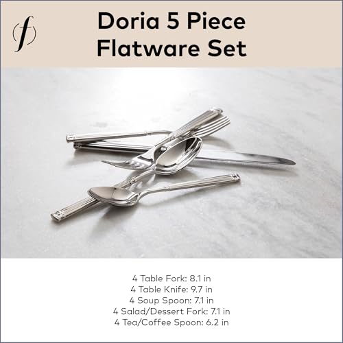 FORTESSA Doria 18/10 Stainless Steel Flatware, 5 Piece Place Setting With Table Knife, Forks and Spoons (Service For 1), Dishwasher Safe, Polished by Fortessa - Image 5