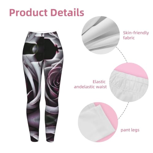 Leggings de compresión para mujer con estampado de rosas góticas y tacto suave 6