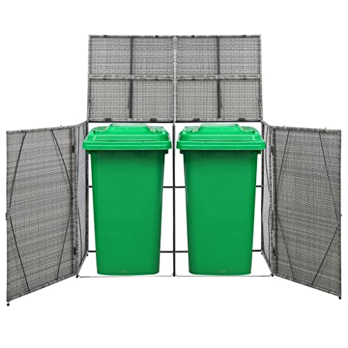 Vidaxl Single Wheelie Bin Shed Outdoor Garbage Box Bin Cover Shed Easy To Assemble Durable Sturdy Anthracite 29.9" Poly Rattan #TOP5