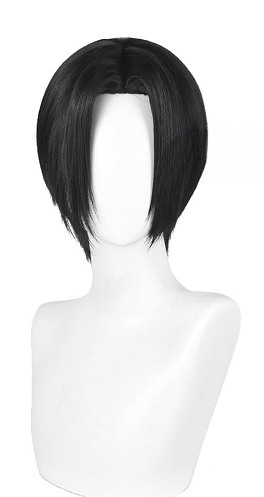 TEDPRBGE Anime Copslay Wig - Black Layered Wig with Bangs, Heat Resistant, 11 inches