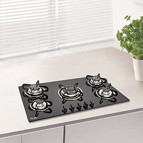 Glen 5 Burner Built in Glass Gas Hob with European Sealed Triple Ring Burners, Auto Ignition, Black (1095 TRG) - Image 4