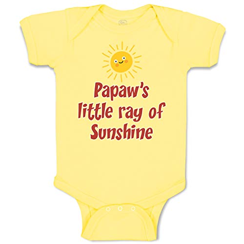 Image of Cute Rascals Baby Bodysuit Papaw's Little Ray of Sunshine Grandpa Grandfather Grandfather Dad Boy & Girl Baby Clothes Funny Cotton Yellow Design Only 6 Months