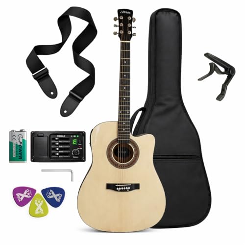 Violão Elétrico Aço Folk Storm Natural + Capa Correia Capotraste Palheta