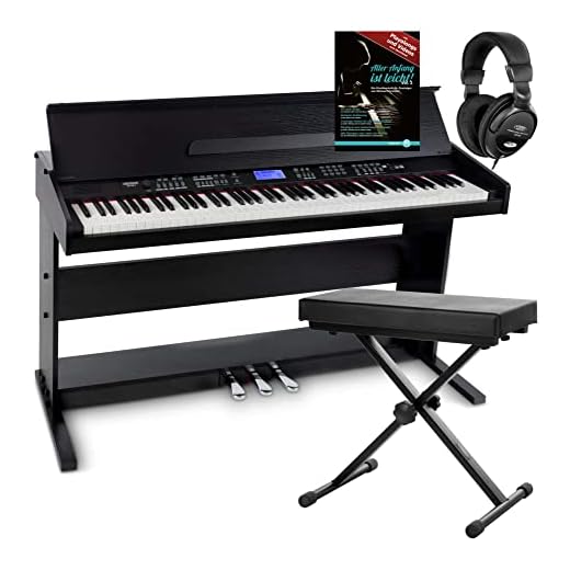 FunKey DP-88 II Pianoforte digitale nero, set con panchetta, cuffie e guida (tedesco)