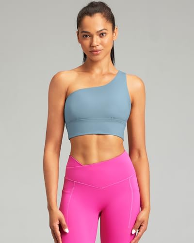 Image of Queenie Ke Womens One Shoulder Sports Bra Left Side Strap Yoga Bras Gym Training Workout Crop Tops