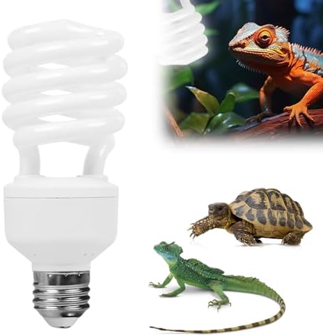 UVB Terrarium Lamp, 26W 10.0 UVA UVB E27 Base Compact UVB Reptile Lamp Terrarium Lamp for Tropical, Turtles, Birds, Beard, Lizards, Chameleons, Amphibians
