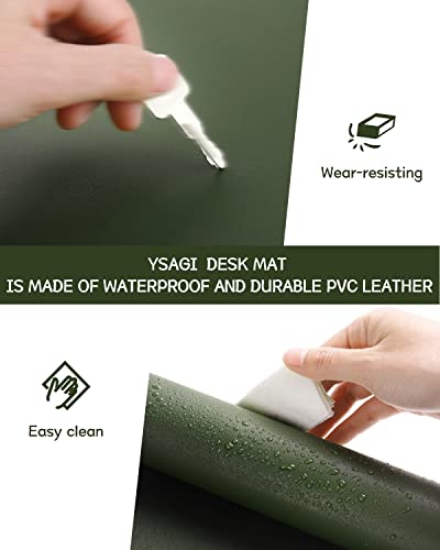 Non-Slip Desk Pad,Mouse Pad,Waterproof Pvc Leather Desk Table Protector,Ultra Thin Large Desk Blotter, Easy Clean Laptop Desk Writing Mat For Office Work/Home/Decor(Olive Green, 31.5" X 15.7") #TOP4