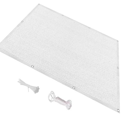 Malla sombra rectangular blanca con 95% protección UV y ojales para balcón 2