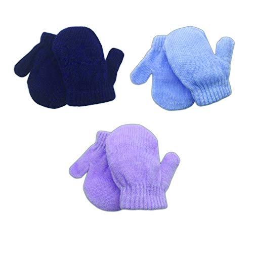 grinderPUNCH 3 Pack Infant Baby Boys Mittens Warm Knitted for Winter