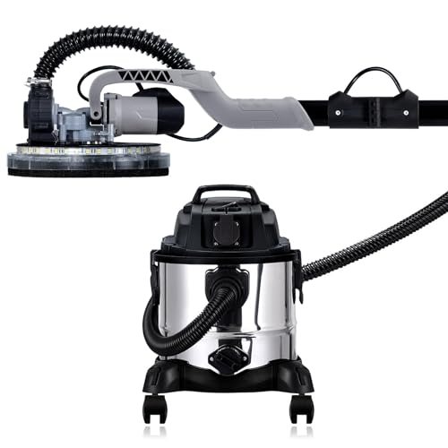 Werku, WK403070+WK402010, Lijadora Circular Paredes-Techos, 750 W, 225 mm, Luz LED + Aspirador Seco-Húmedo, 1200 W, 20 L, Sincronización Herramientas Eléctricas 2000 W, Filtro HEPA, Filtro Esponja