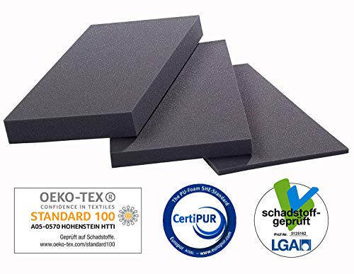 Saarschaum® Schaumstoffplatte, Schaumstoff Matte RG 2540 schwarz 202x122x4 cm weich, Funktionsschaum für Sitzkissen Rückenkissen Sitzbänke Stuhlkissen Wohnmobilausstattung Palettenpolster Matratzenauflage Kofferauskleidung u.v.m.