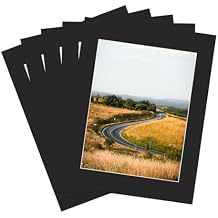 ZBEIVAN 11x14 Black Picture Mats with Core Bevel Cut Frame Mattes for 8.5x11 Pictures - Pack of 5
