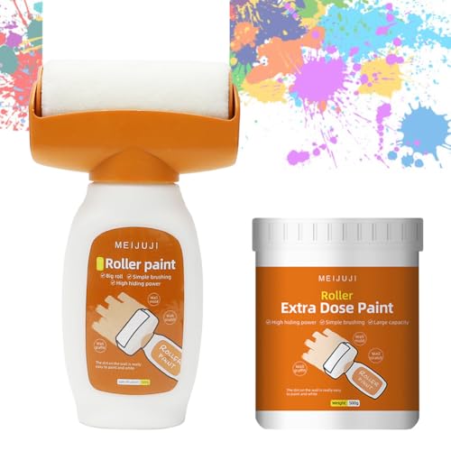 Rodillo Reparador de Pintura 1000g, Rodillo De Pintura 2 en 1, Retocador de Paredes con Pintura Blanca, Portátil de Pintura Blanca, Rodillo Pintura Pared para Reparar Paredes Graffiti Manchas Rayones
