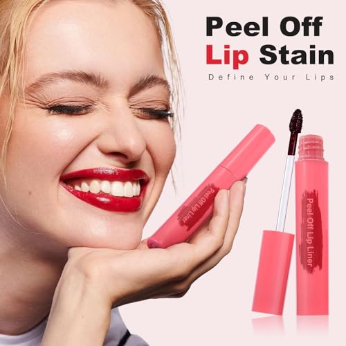 Image of Peel Off Lip Stain, Waterproof Transfer Resistant Matte Lip Liner, Long Lasting Rose Shade, Single Pack Lip Makeup Gift for Women (Rose, 1 Count(Pack of 1))
