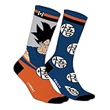 Capslab Dragon Ball Son Goku & Símbolo Go – Calcetines de Anime Oficialmente Licenciados para Hombres y Mujeres – Algodón – Cómodos con Diseño Icónico - 43-46