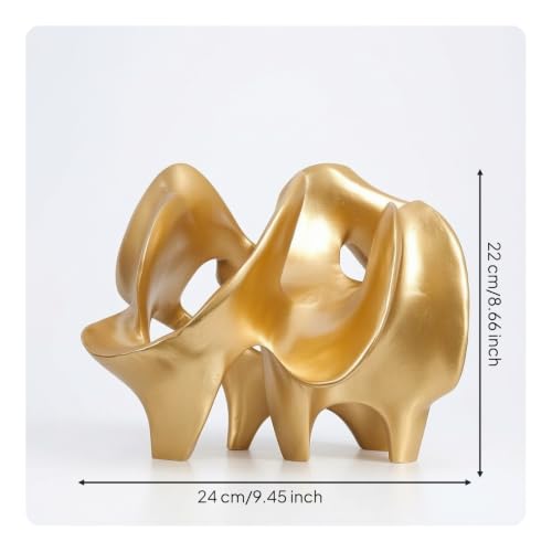 Sculpture abstraite dorée et objet décoratif design pour salon et bureau - 6