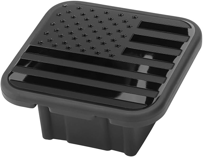 2 Inch Trailer Hitch Cover, American Flag Rubber Tow Hitch Cap Tube Plug for 2" Receiver, USA Flag Patriotic Trailer Hitching Cover Tube Plug Insert, Universal for Most Vehicles (Black)