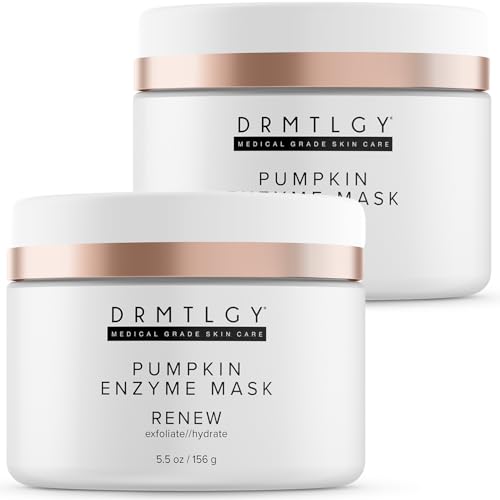 DRMTLGY Pumpkin Enzyme Face Mask with Jojoba Beads. Gentle Exfoliating Pumpkin Facial Mask for Dullness Uneven Skin Tone Fine Lines and Wrinkles. 5.5 oz 2 pack