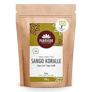 Puraveda Sango Zeekoraalpoeder hoge dosering 250g – Okinawa, Japan – Sangopoeder – Natuurlijk hoog calciumgehalte – geen…