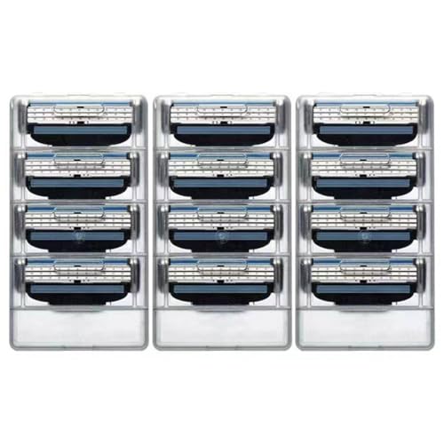 AEIXYA 12 Pezzi Rasoio Per Mach 3 Lamette Di Ricambio, Per Una Scorrevolezza Fluida E 3 Lame Per Una Rasatura Profonda E Duratura(A)