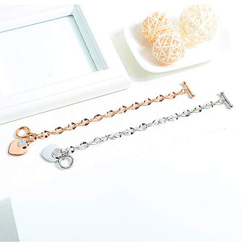 Kelistom 316L Stainless Steel Love Heart Charm Bracelet For Women Teen Girls Romantic Gift Silver/Rose/18K Gold Plated Ot Clasp Bracelets thumb #4