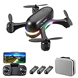 Drones for Kids with 1080P HD Dual Camera Dual WiFi Live Video 50X Zoom RC Quadcopter with LED Optical Flow Hover, Headless Mode, Trajectory Flight, Gravity Sensor, Emergency stop, 3D Flips (3 Batteries)