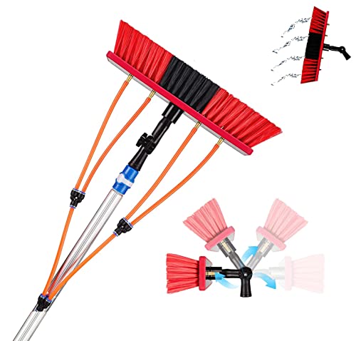 Cepillo de limpieza de ventanas de 3 a 12 m para limpiar postes fotovoltaicos y paneles solares, cepillo de limpieza de paneles solares (cepillo de 30 cm, poste plateado de 4 m)