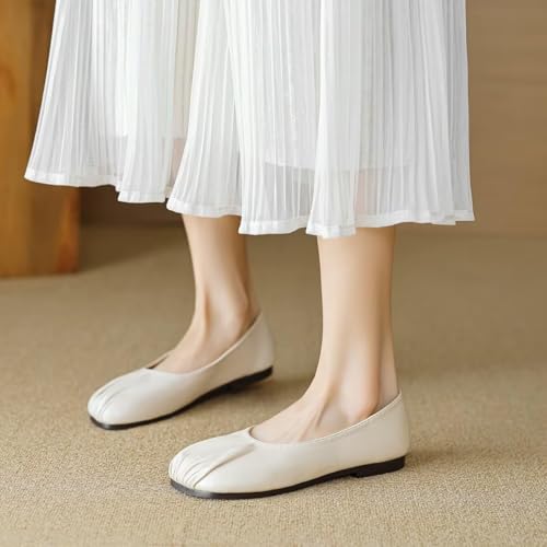 Women's Comfortable Round Toe Flat Shoes Slip On Shallow Ballet Flats Comfortable Anti-Slip Soft-Soled Work Loafers3