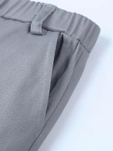 Kids Boys Formal Suit Dress Pants Elastic Waistband Straight Pants School Uniform Wedding Party Trouser3