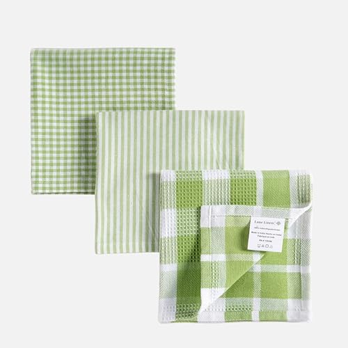 Image of LANE LINEN 100% Cotton Kitchen Dish Cloths, Ultra Soft Absorbent Quick Drying Dish Towels, Multiweave Wash Cloths Dish Towel Sets, 12x12 Inches, 12 Pack - Sage Green