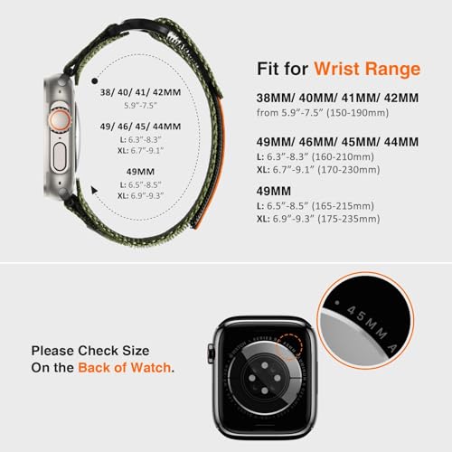 ULTIMAL Band Compatible with Apple Watch 49mm 45mm/44mm/42mm 41mm/40mm/38mm, Tough Breathable Nylon Sports Strap, Hollow Out Design for iWatch Series 8/7/6/5/4/SE/3/2/1/Ultra