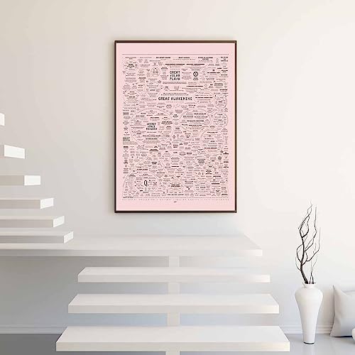Image of Optivixity The Great Awakening Map Poster Spirit Natural Remedies Chart Wall Art Home Decoration (16x24in(40x60cm)-Unframed,06 English pink)