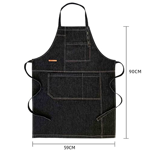 Delantal de Mezclilla para Peluquero Delantales de Mezclilla para Hombres Delantales de Trabajo para Mujeres con Bolsillos Sin Mangas Chefs Barista