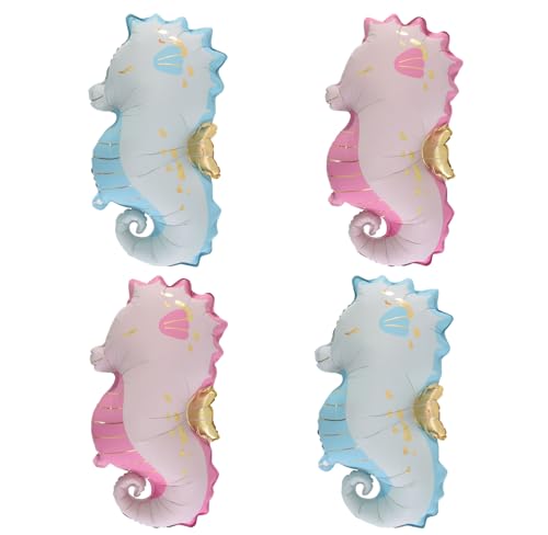 Koboko Globos de papel de aluminio para caballitos de mar, color rosa y azul, juego de 4, ideal para decoración de fiestas