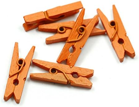 100pcs Mini Colored Spring Wood Clips, Orange image 3
