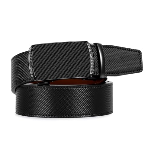 Men's Genuine Leather Belt Automatic Ratchet Buckle Sliding Belt, for formal wear, casual wear, slim fit2