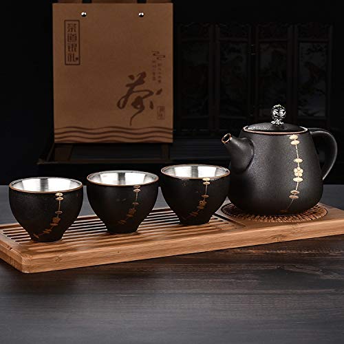 No-Branded Teiera d'Argento hkrstssxj Sterling Silver 999 Teiera Fatta a Mano Cerimonia Giapponese Cerimonia Teiera Lato… - immagine 6