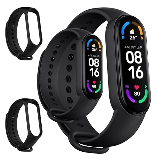 Kit 2 Pulseiras Pretas para Band MI 5 6 7 Smartband em Silicone Ajustável Encaixe Perfeito
