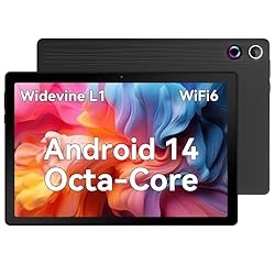 Freeski 10 Inch Tablet Android 14, 10GB RAM 64GB ROM 1TB TF, Octa-Core 2.0GHz Processor, 5G+2.4G WiFi 6, 8+5MP Dual Camera, 5000mAh Battery, Newest Tablets with Widevine L1 (Black)
