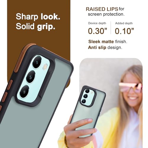 Image of A rtistque Frosted Ultra Matte Back Cover Case for Vivo T3 5G / Vivo Y200e 5G | Smooth Sides with Grip | Shockproof TPU Protective Design | Raised Camera Edges | - Brown