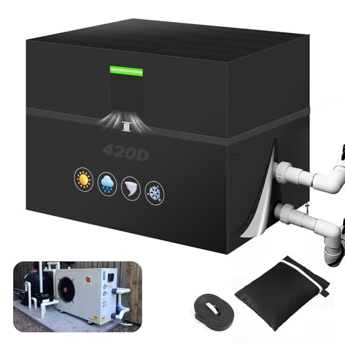 Gemsaya Housse d'hiver pour chauffage de piscine – Housse Oxford robuste pour pompe à chaleur de piscine – 105,4 x 90,2 x 80 cm (L x l x H) – Housse imperméable pour équipement de piscine avec sac de