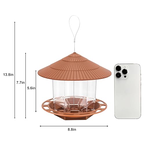 Hanging Bird Feeders for Outdoors Wild Bird Seed Squirrel Proof Transparent Bird Feeder for Outside Attracting Wild Birds, Goldfinches, Cardinals and Sparrows Bird Lover(1, Brown) - Image 6