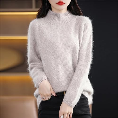 Semi Turtleneck Authentic Mink Cashmere Sweater Loose Plus Size Knit Base Hot Jumper Soft Warm Casual for Girls2