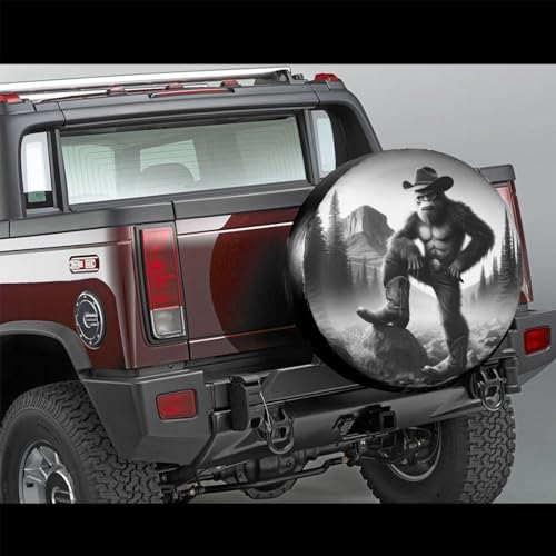 Image of Cowboy Bigfoot Spare Tire Cover, Wheel Covers Tire Protector Weatherproof Dust-Proof Universal Fit for Rv Spare Tire Cover Trailer SUV Camper Vehicle 14 in