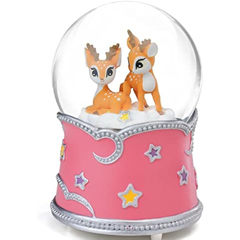 Deer Snow Globe Music Box - Birthday Christmas Valentine for Wife Mom Kids Girlfriend Daughter Musical Box with Light Present Play Castle in The Sky Cover