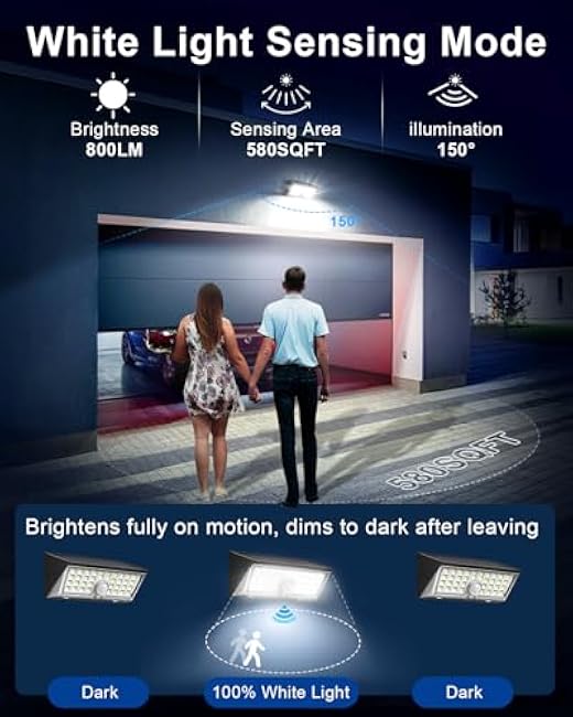 4-in-1 Solar Motion Lights Outdoor - 150¡ã Wide Angle, 4 Modes, White & Warm Light, IP67 Waterproof, Fence, Wall, Step & Deck Light for Yard, Garden, Pathway